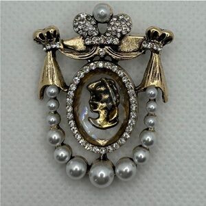 Fashion Jewelry Gold and Silver Brooch with Pearls